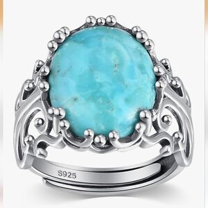 Sterling Silver Turquoise Purple Turquoise Spiney Turquoise Adjustable Ring